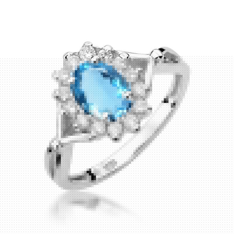 Inel Aur 14K cu Topaz Swiss 0.50 ct si Diamante Naturale 0.12 ct, imaginea 5 din 12