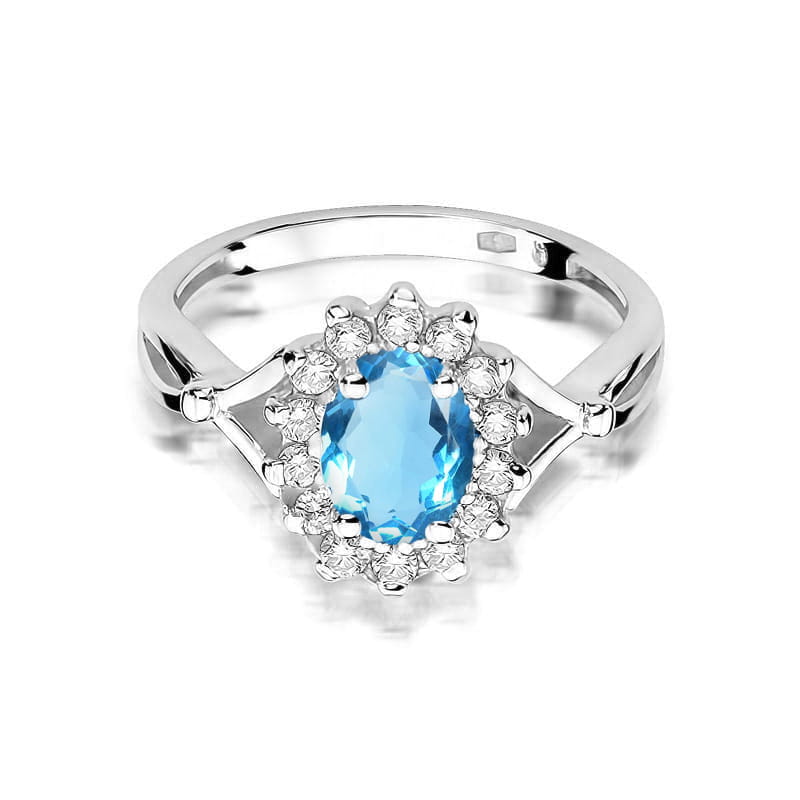 Inel Aur 14K cu Topaz Swiss 0.50 ct si Diamante Naturale 0.12 ct, imaginea 6 din 12