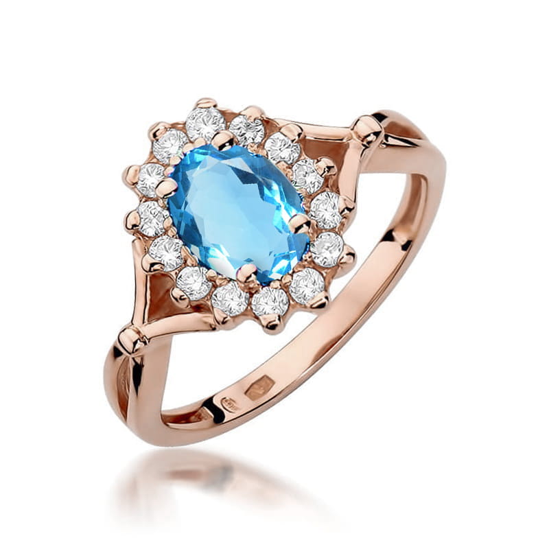 Inel Aur 14K cu Topaz Swiss 0.50 ct si Diamante Naturale 0.12 ct, imaginea 9 din 12