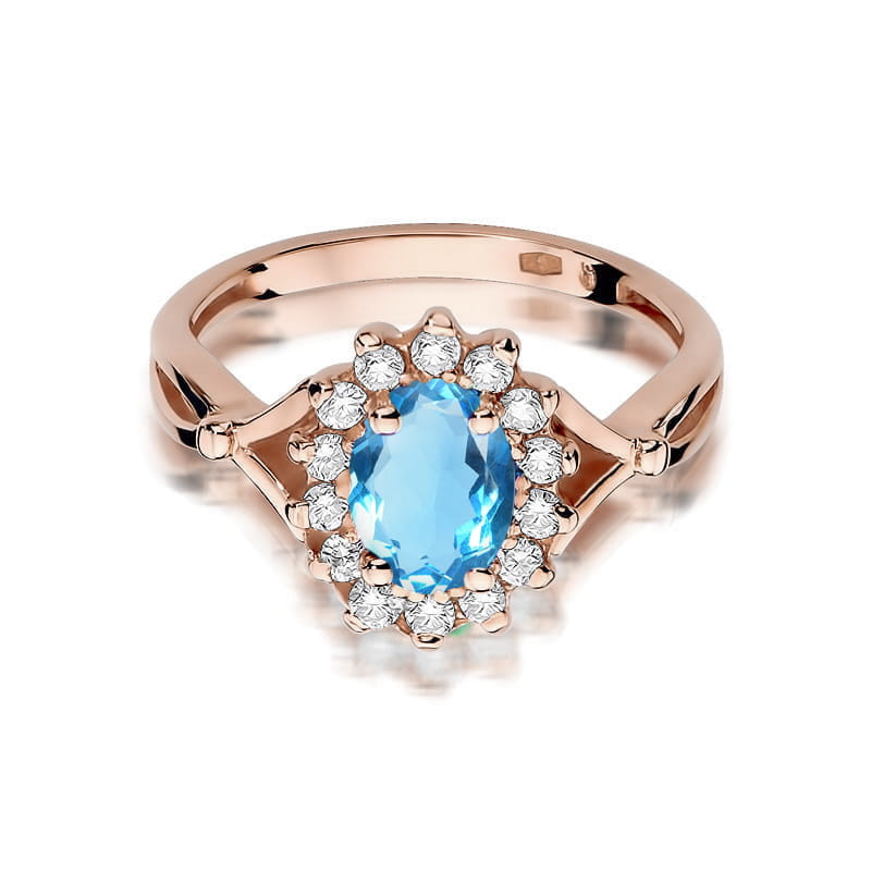Inel Aur 14K cu Topaz Swiss 0.50 ct si Diamante Naturale 0.12 ct, imaginea 10 din 12