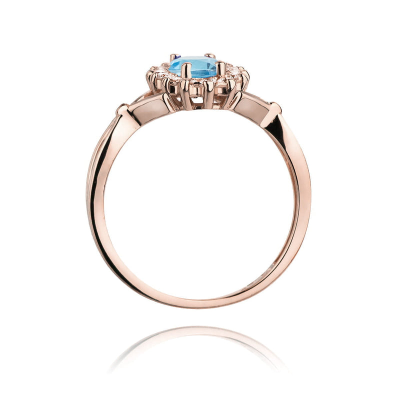 Inel Aur 14K cu Topaz Swiss 0.90 ct si Diamante Naturale 0.12 ct, imaginea 11 din 12