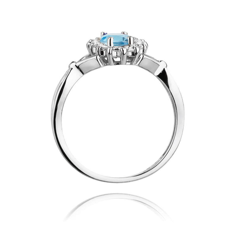 Inel Aur 14K cu Topaz Swiss 0.90 ct si Diamante Naturale 0.12 ct, imaginea 7 din 12