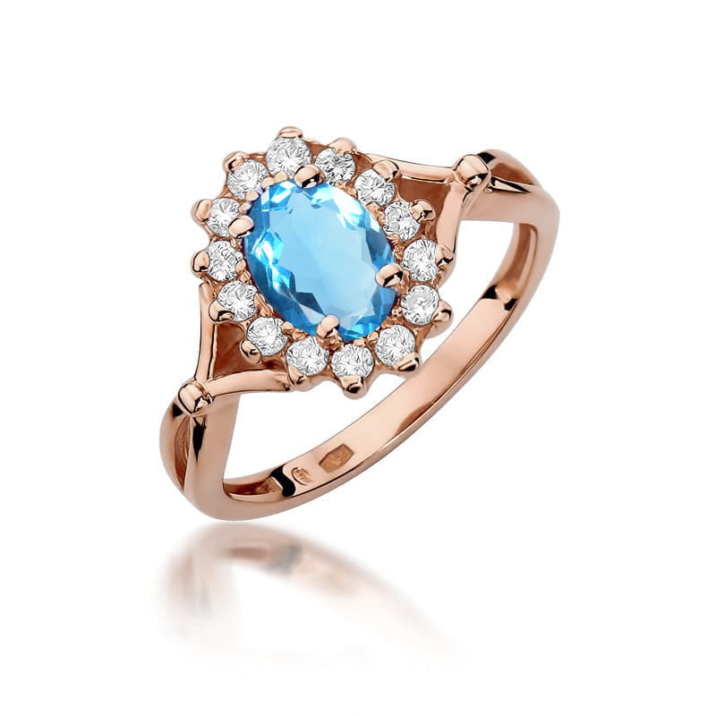 Inel Aur 14K cu Topaz Swiss 0.90 ct si Diamante Naturale 0.12 ct, imaginea 9 din 12
