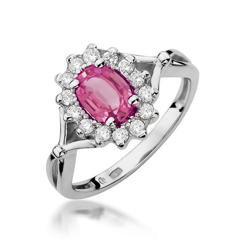 Inel Aur 14K cu Topaz Roz 0.50 ct si Diamante Naturale 0.28 ct, imaginea 5 din 12