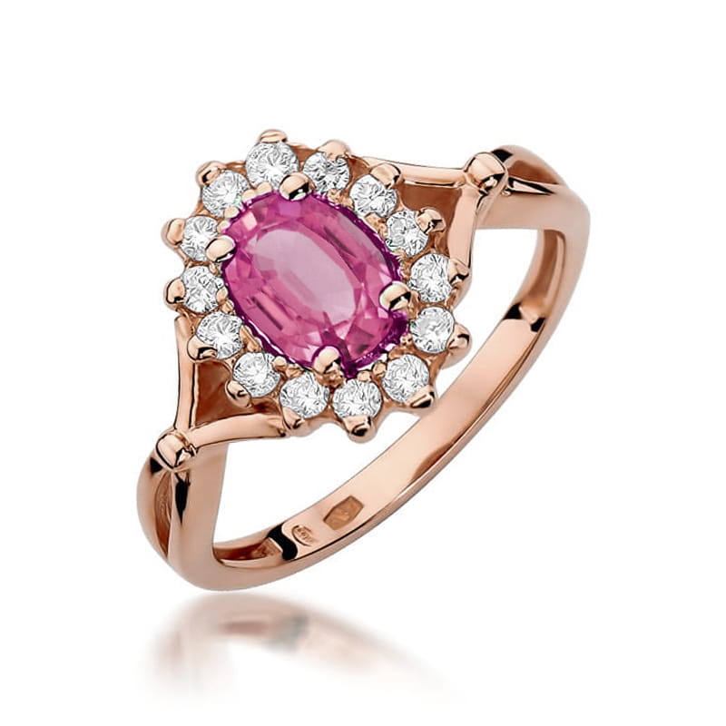 Inel Aur 14K cu Topaz Roz 0.50 ct si Diamante Naturale 0.28 ct, imaginea 9 din 12