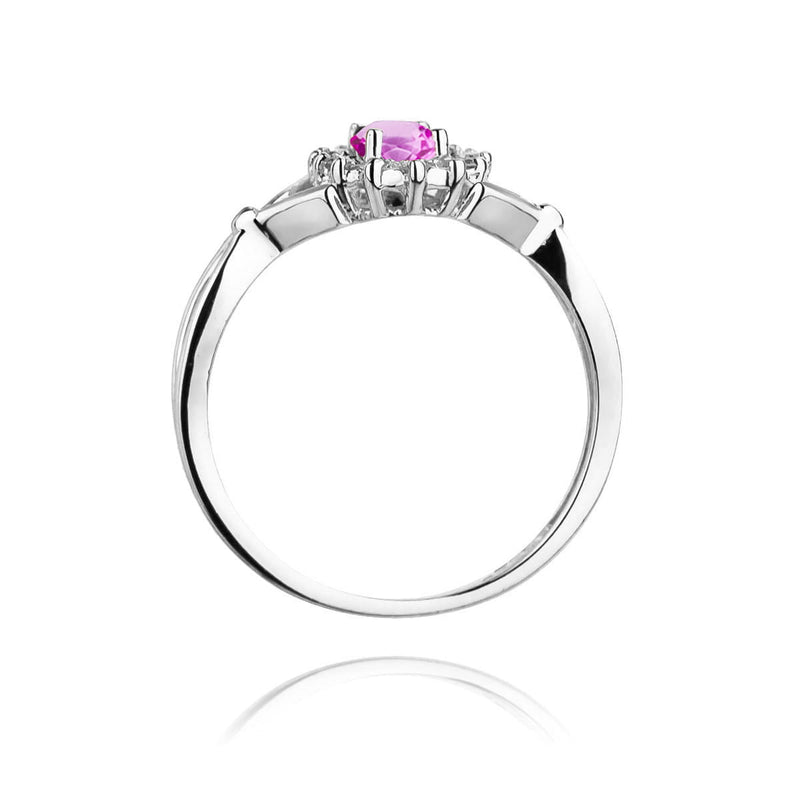 Inel Aur 14K cu Pink Sapphire 0.45 ct si Diamante Naturale 0.12 ct, imaginea 11 din 12