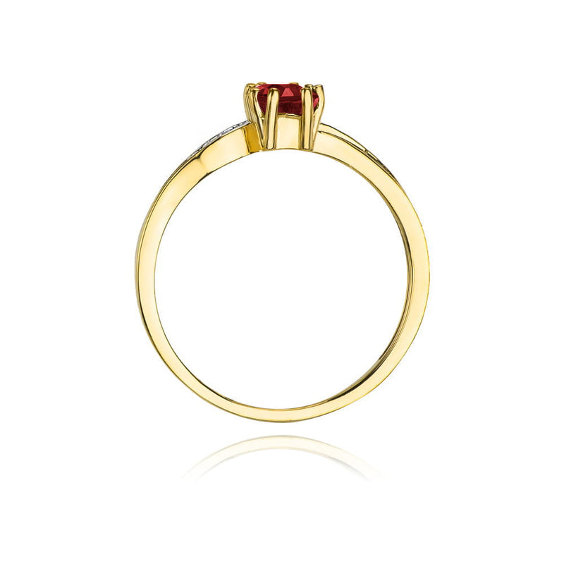Inel Aur 14K cu Rubin 0.80 ct si Diamante Naturale 0.03 ct, imaginea 3 din 12