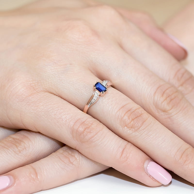 Inel Aur 14K cu Safir 0.60 ct si Diamante Naturale 0.03 ct, imaginea 12 din 12