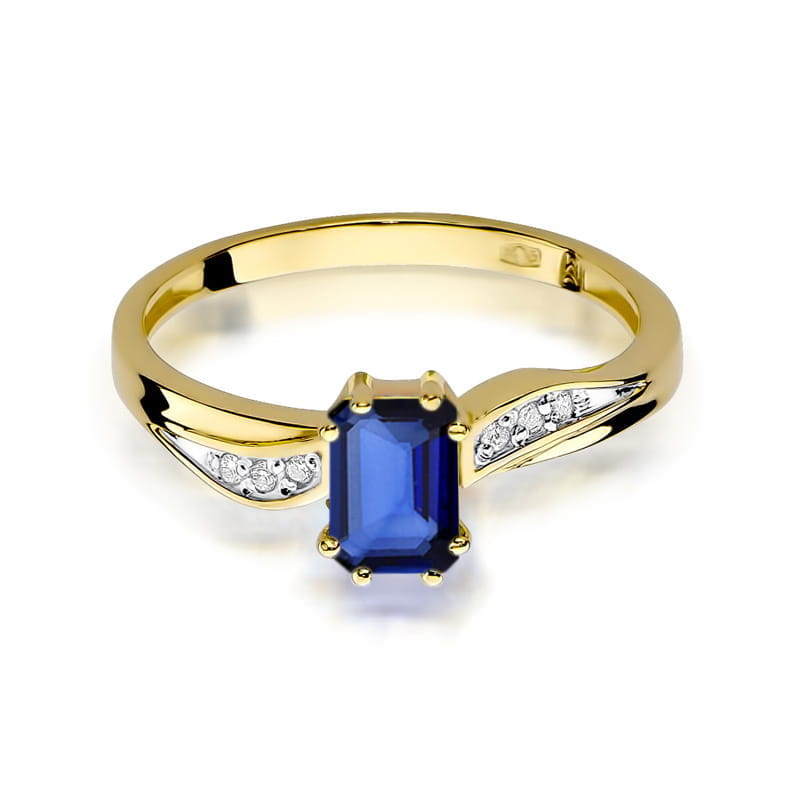 Inel Aur 14K cu Safir 0.60 ct si Diamante Naturale 0.03 ct, imaginea 2 din 12