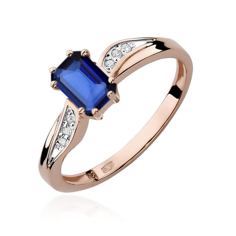 Inel Aur 14K cu Safir 0.60 ct si Diamante Naturale 0.03 ct, imaginea 9 din 12