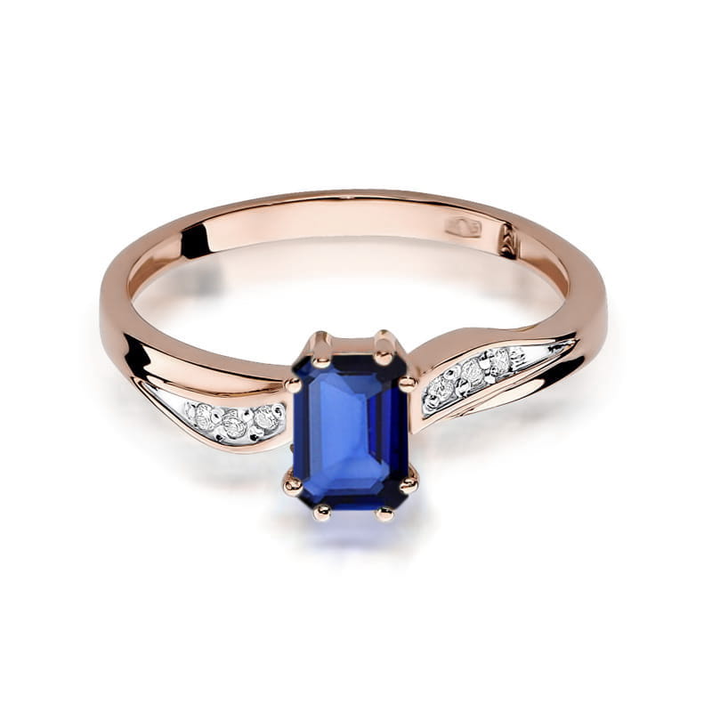 Inel Aur 14K cu Safir 0.60 ct si Diamante Naturale 0.03 ct, imaginea 10 din 12