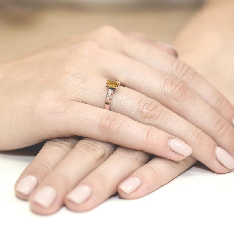 Inel Aur 14K cu Citrin 0.60 ct si Diamante Naturale 0.04 ct, imaginea 12 din 12