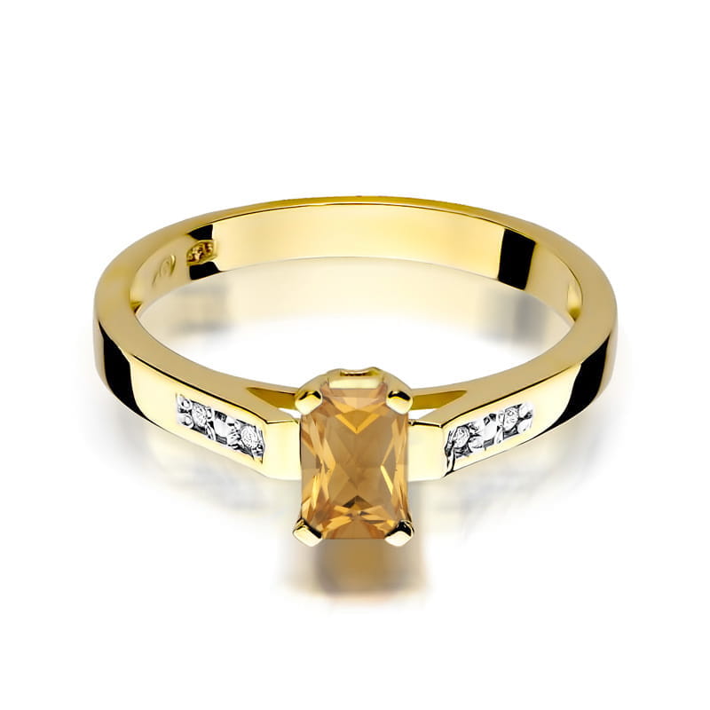 Inel Aur 14K cu Citrin 0.60 ct si Diamante Naturale 0.04 ct, imaginea 2 din 12