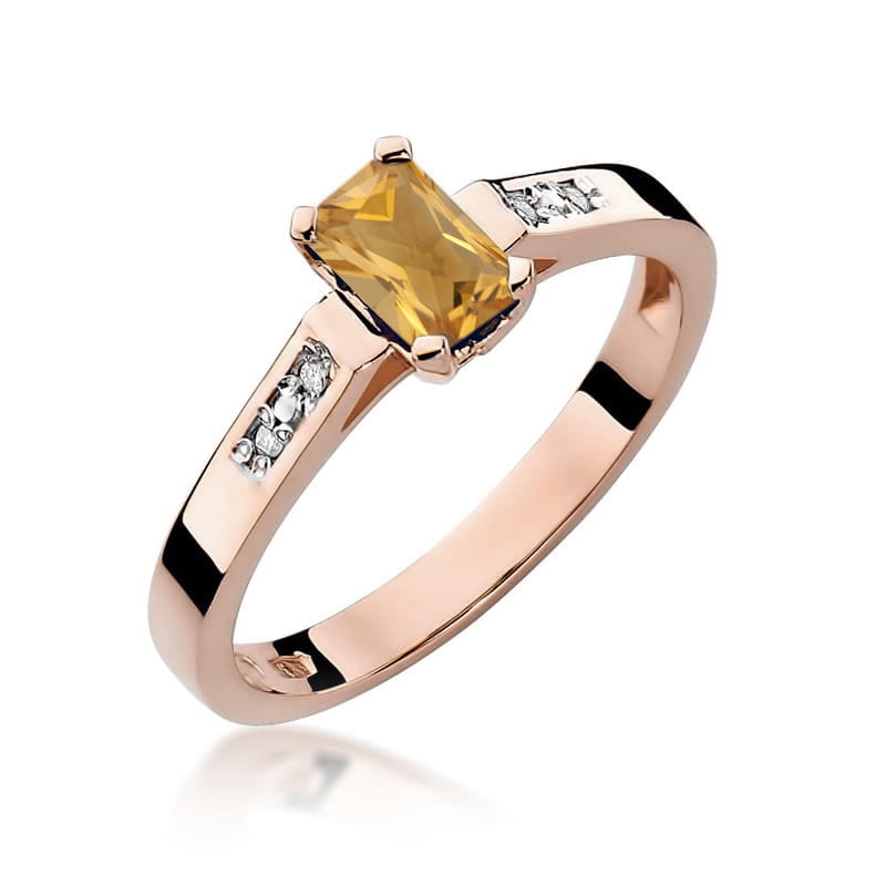 Inel Aur 14K cu Citrin 0.60 ct si Diamante Naturale 0.04 ct, imaginea 9 din 12