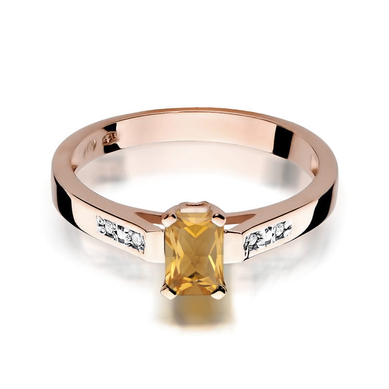 Inel Aur 14K cu Citrin 0.60 ct si Diamante Naturale 0.04 ct, imaginea 10 din 12