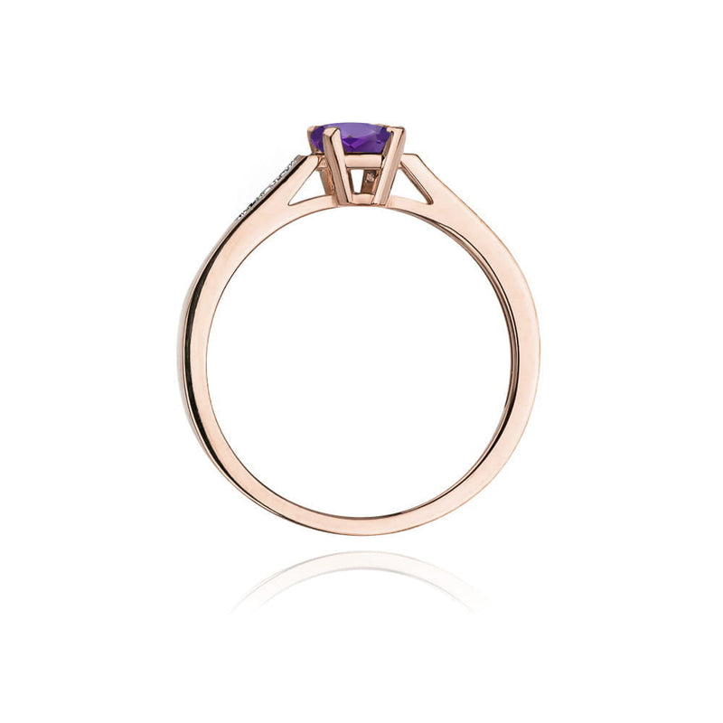 Inel Aur 14K cu Ametist 0.50 ct si Diamante Naturale 0.04 ct, imaginea 11 din 12