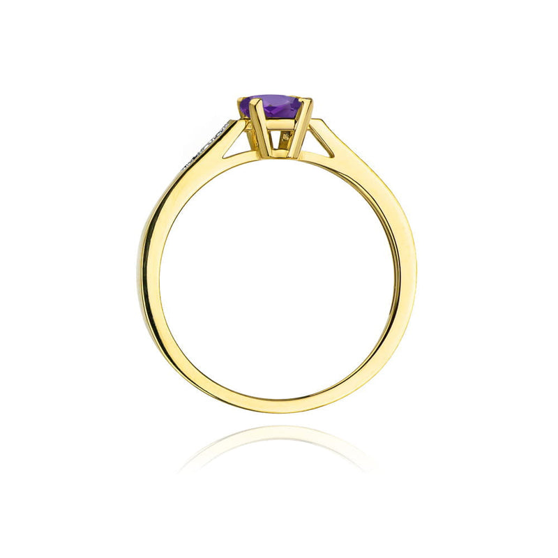 Inel Aur 14K cu Ametist 0.50 ct si Diamante Naturale 0.04 ct, imaginea 3 din 12