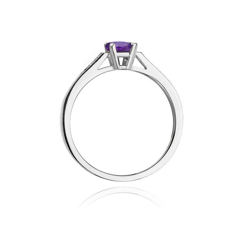 Inel Aur 14K cu Ametist 0.50 ct si Diamante Naturale 0.04 ct, imaginea 7 din 12