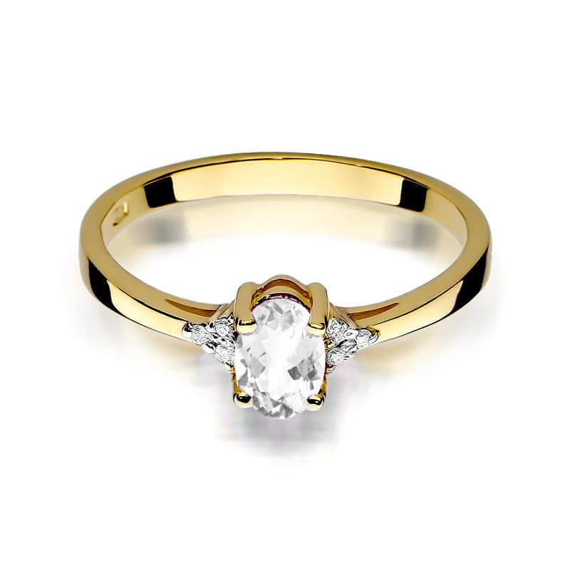 Inel Aur 14K cu White Sapphire 0.50 ct si Diamante Naturale 0.05 ct, imaginea 2 din 9