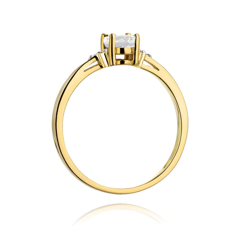 Inel Aur 14K cu White Sapphire 0.50 ct si Diamante Naturale 0.05 ct, imaginea 3 din 9