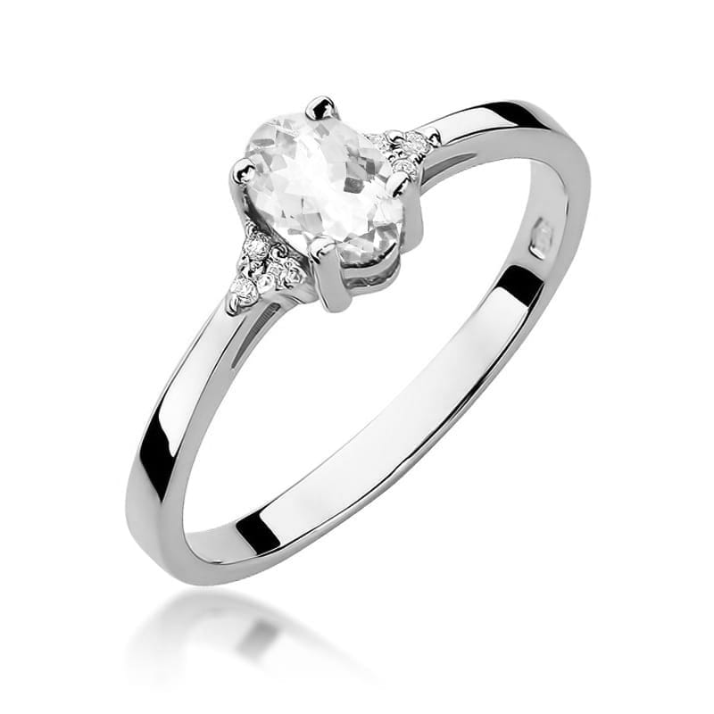 Inel Aur 14K cu White Sapphire 0.50 ct si Diamante Naturale 0.05 ct, imaginea 4 din 9