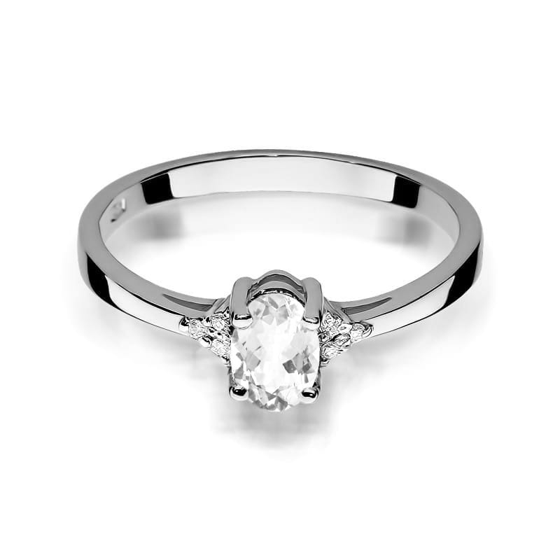Inel Aur 14K cu White Sapphire 0.50 ct si Diamante Naturale 0.05 ct, imaginea 5 din 9