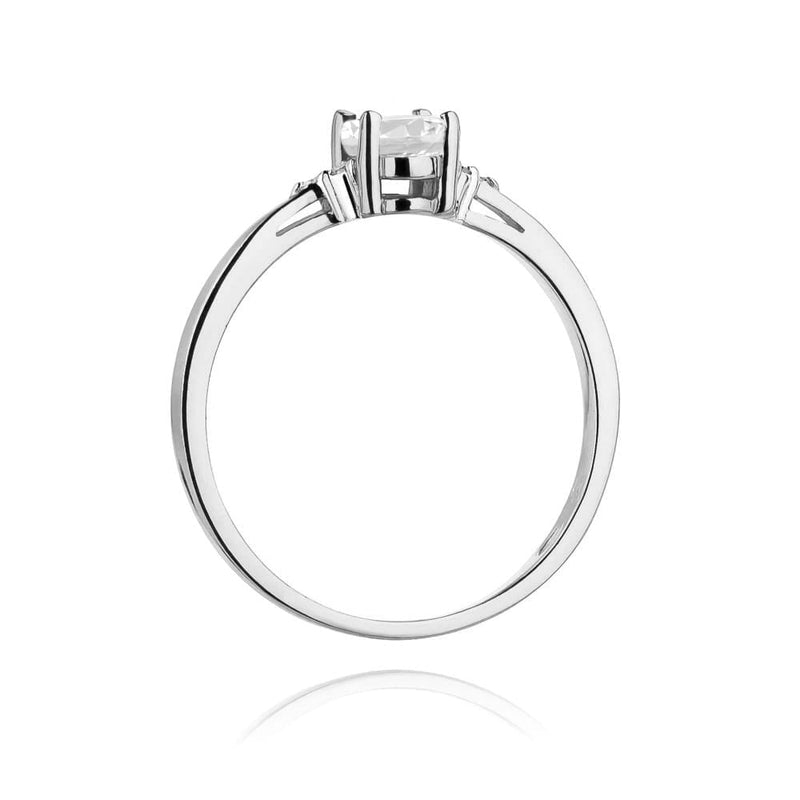 Inel Aur 14K cu White Sapphire 0.50 ct si Diamante Naturale 0.05 ct, imaginea 6 din 9