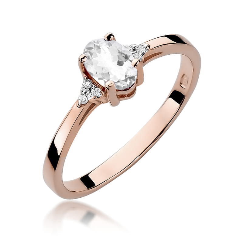 Inel Aur 14K cu White Sapphire 0.50 ct si Diamante Naturale 0.05 ct, imaginea 7 din 9