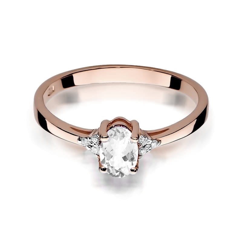 Inel Aur 14K cu White Sapphire 0.50 ct si Diamante Naturale 0.05 ct, imaginea 8 din 9