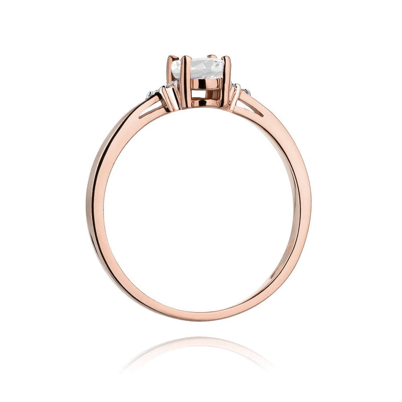 Inel Aur 14K cu White Sapphire 0.50 ct si Diamante Naturale 0.05 ct, imaginea 9 din 9
