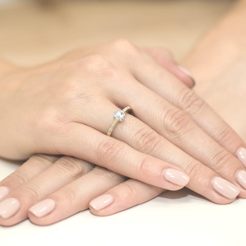 Inel Aur 14K cu White Sapphire 0.50 ct, imaginea 3 din 9