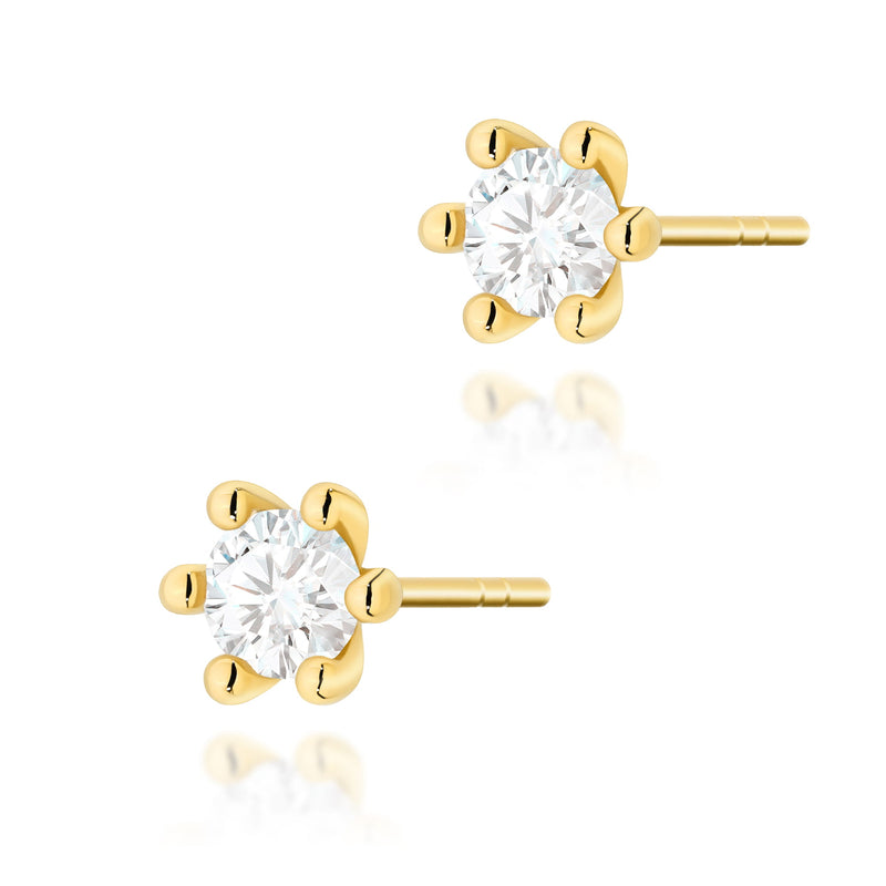 Cercei Aur 14K cu Diamant Natural 0.30 ct — Aur galben