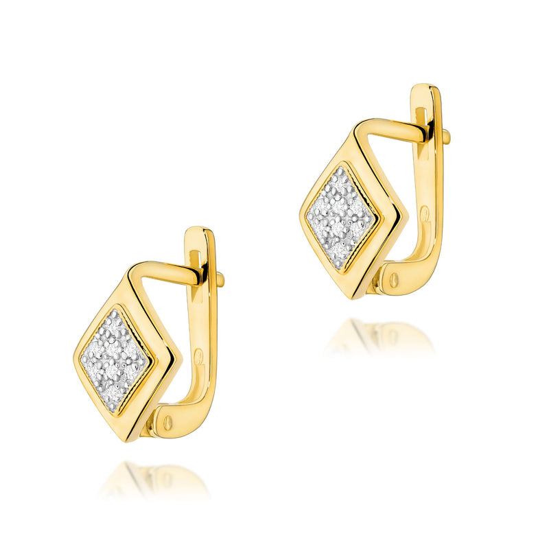 Cercei Aur 14K cu Diamante Naturale 0.08 ct — Aur galben