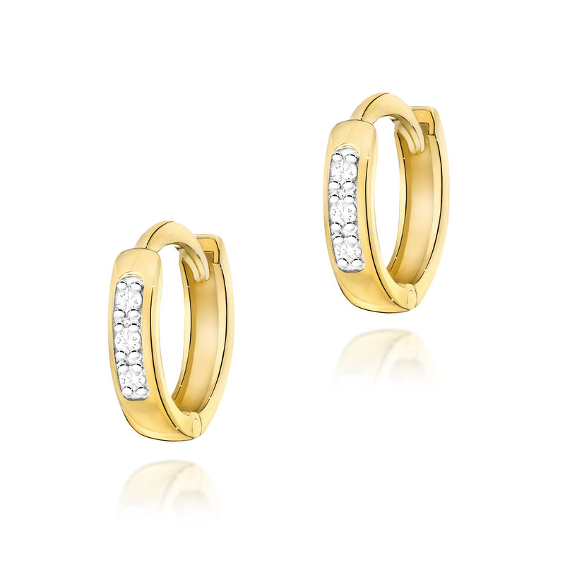 Cercei Aur 14K cu Diamante Naturale 0.09 ct — Aur galben