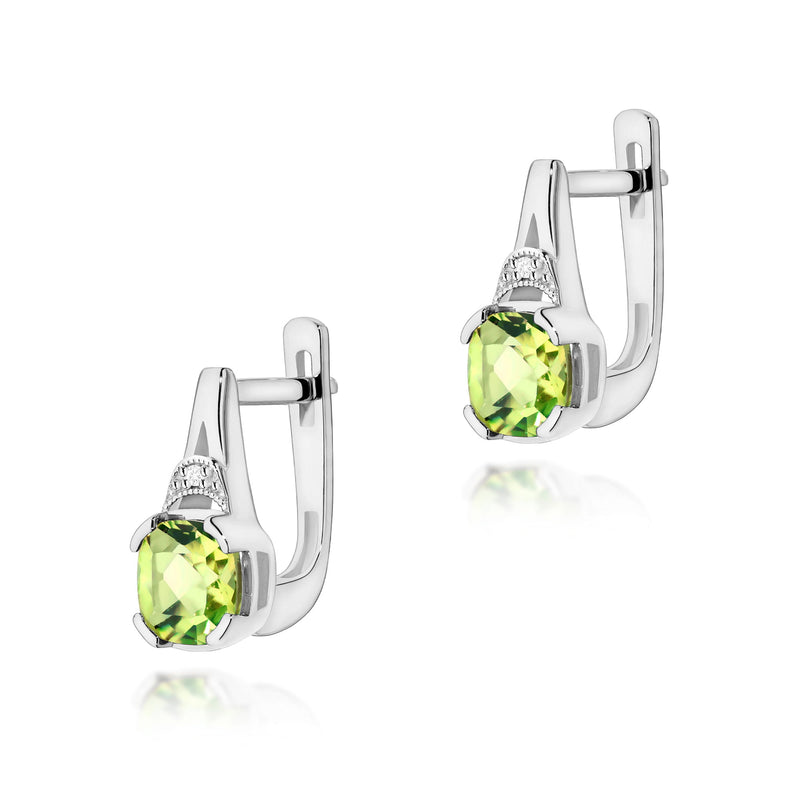 Cercei Aur 14K cu Peridot 1.00 ct si Diamante Naturale 0.01 ct, imaginea 2 din 3