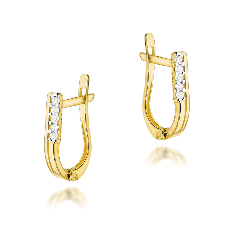Cercei Aur 14K cu Diamante Naturale 0.15 ct — Aur galben