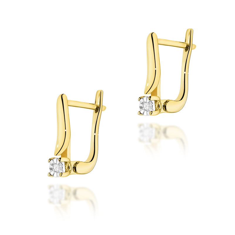 Cercei Aur 14K cu Diamant Natural 0.01 ct — Aur galben