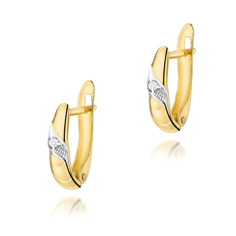 Cercei Aur 14K cu Diamant Natural 0.02 ct — Aur galben