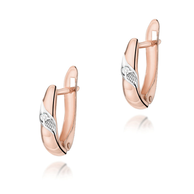 Cercei Aur 14K cu Diamant Natural 0.02 ct, imaginea 5 din 5