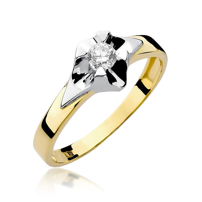 Inel Aur 14K cu Diamant Natural 0.25 ct — Aur galben