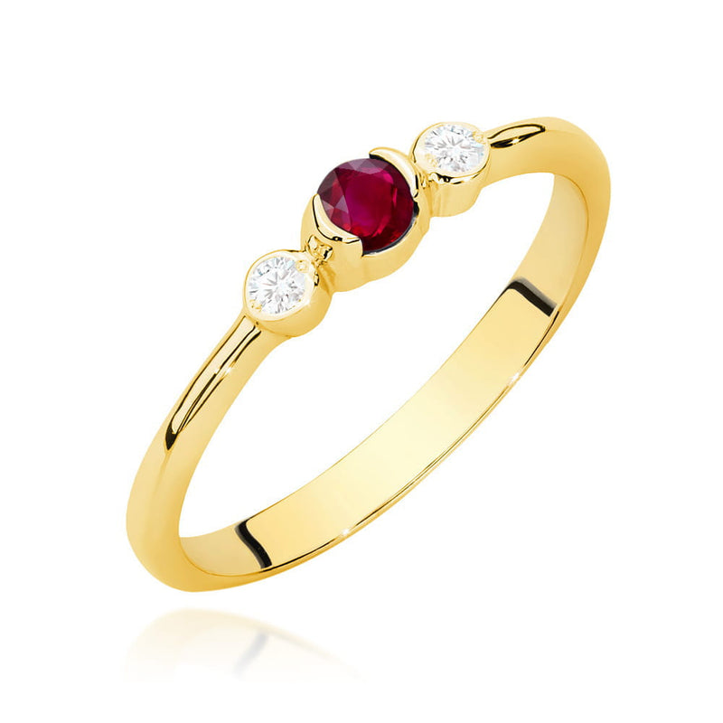 Inel Aur 14K cu Rubin 0.15 ct si Diamante Naturale 0.06 ct — Aur galben