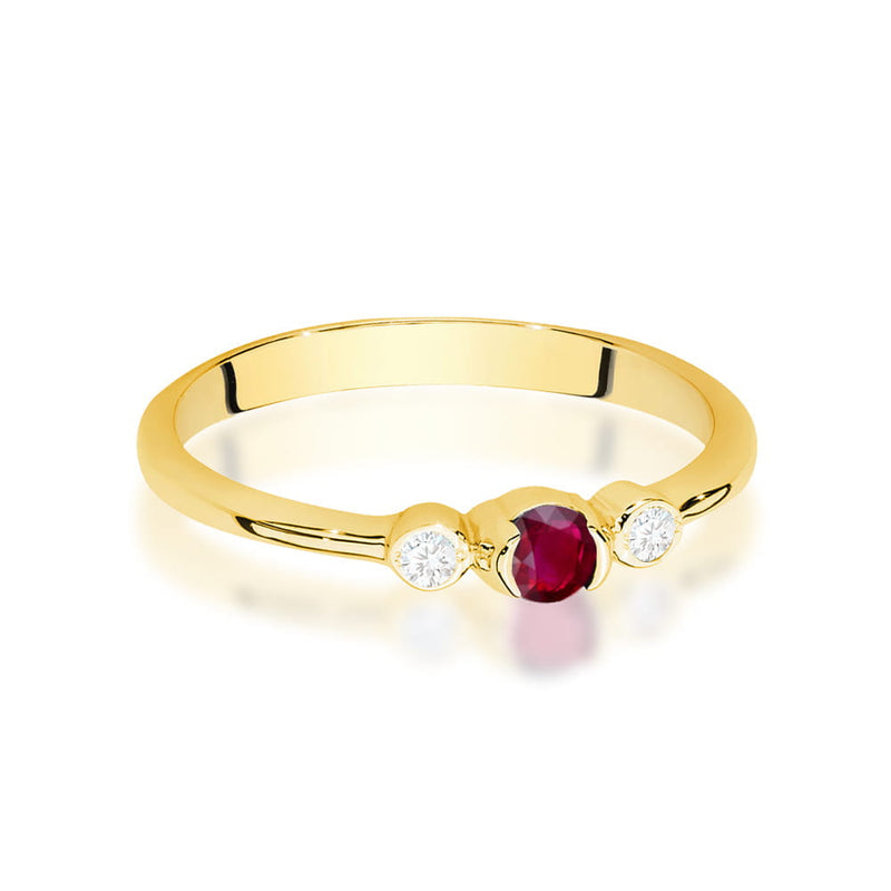 Inel Aur 14K cu Rubin 0.15 ct si Diamante Naturale 0.06 ct, imaginea 2 din 12