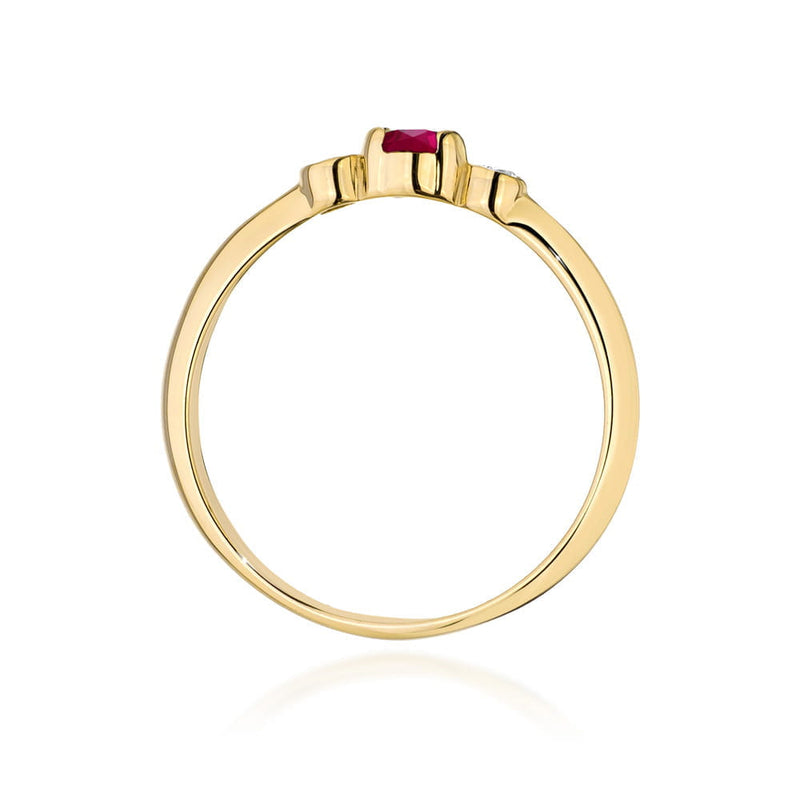 Inel Aur 14K cu Rubin 0.15 ct si Diamante Naturale 0.06 ct, imaginea 3 din 12