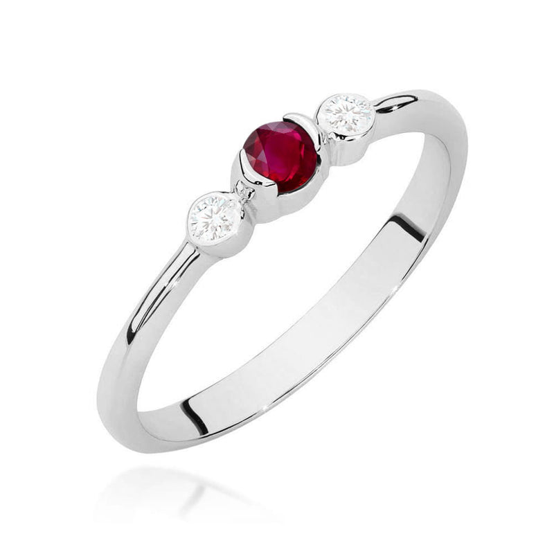 Inel Aur 14K cu Rubin 0.15 ct si Diamante Naturale 0.06 ct, imaginea 5 din 12