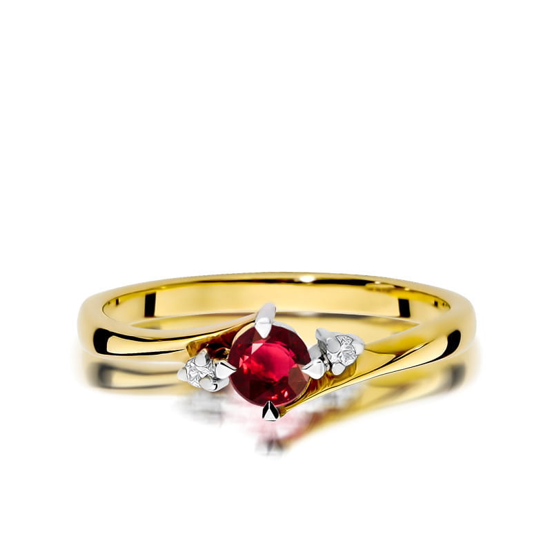 Inel Aur 14K cu Rubin 0.30 ct si Diamante Naturale 0.03 ct, imaginea 2 din 12