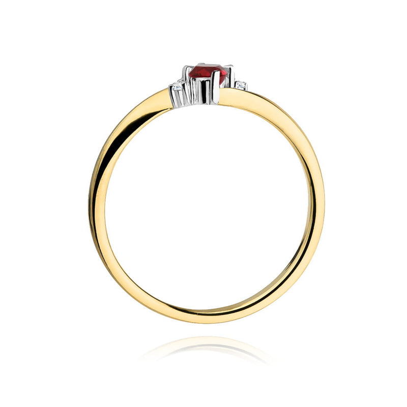 Inel Aur 14K cu Rubin 0.30 ct si Diamante Naturale 0.03 ct, imaginea 3 din 12