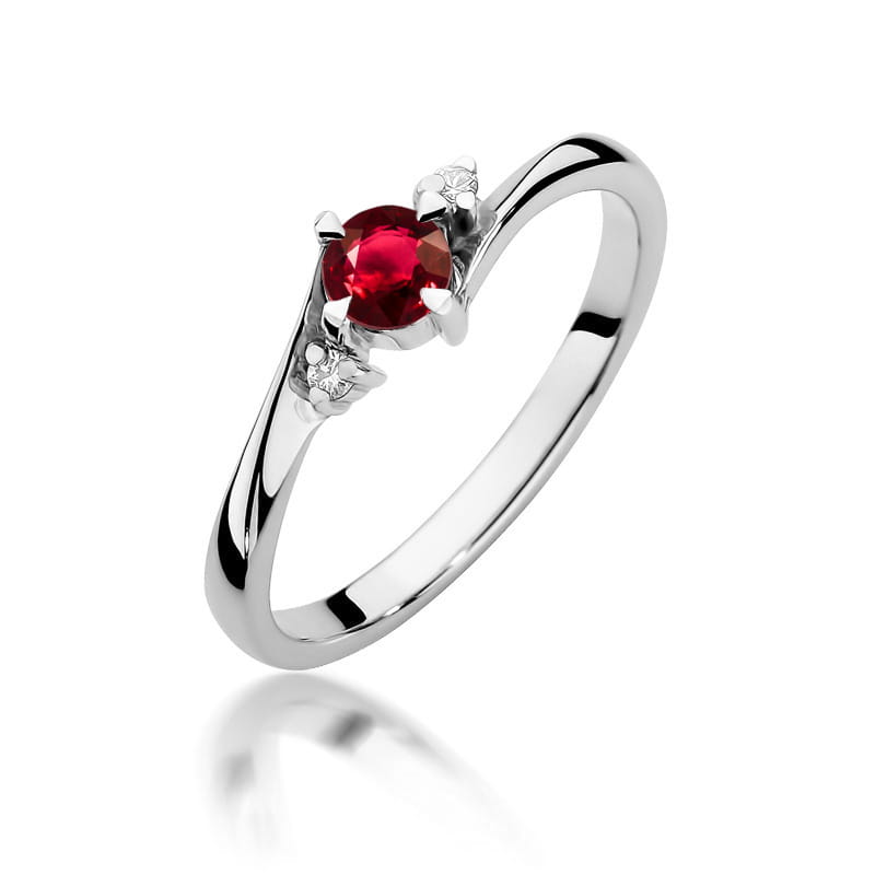Inel Aur 14K cu Rubin 0.30 ct si Diamante Naturale 0.03 ct, imaginea 5 din 12