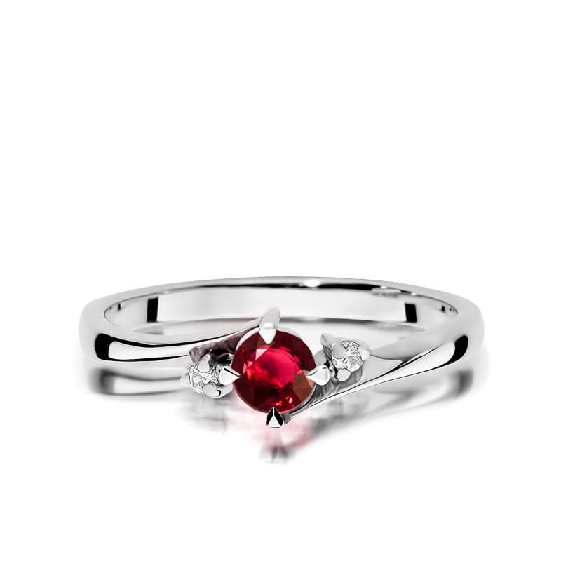 Inel Aur 14K cu Rubin 0.30 ct si Diamante Naturale 0.03 ct, imaginea 6 din 12