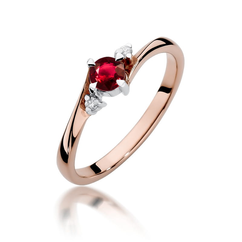 Inel Aur 14K cu Rubin 0.30 ct si Diamante Naturale 0.03 ct, imaginea 9 din 12