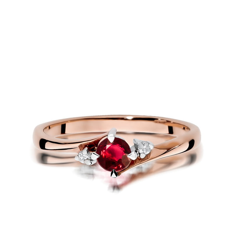 Inel Aur 14K cu Rubin 0.30 ct si Diamante Naturale 0.03 ct, imaginea 10 din 12